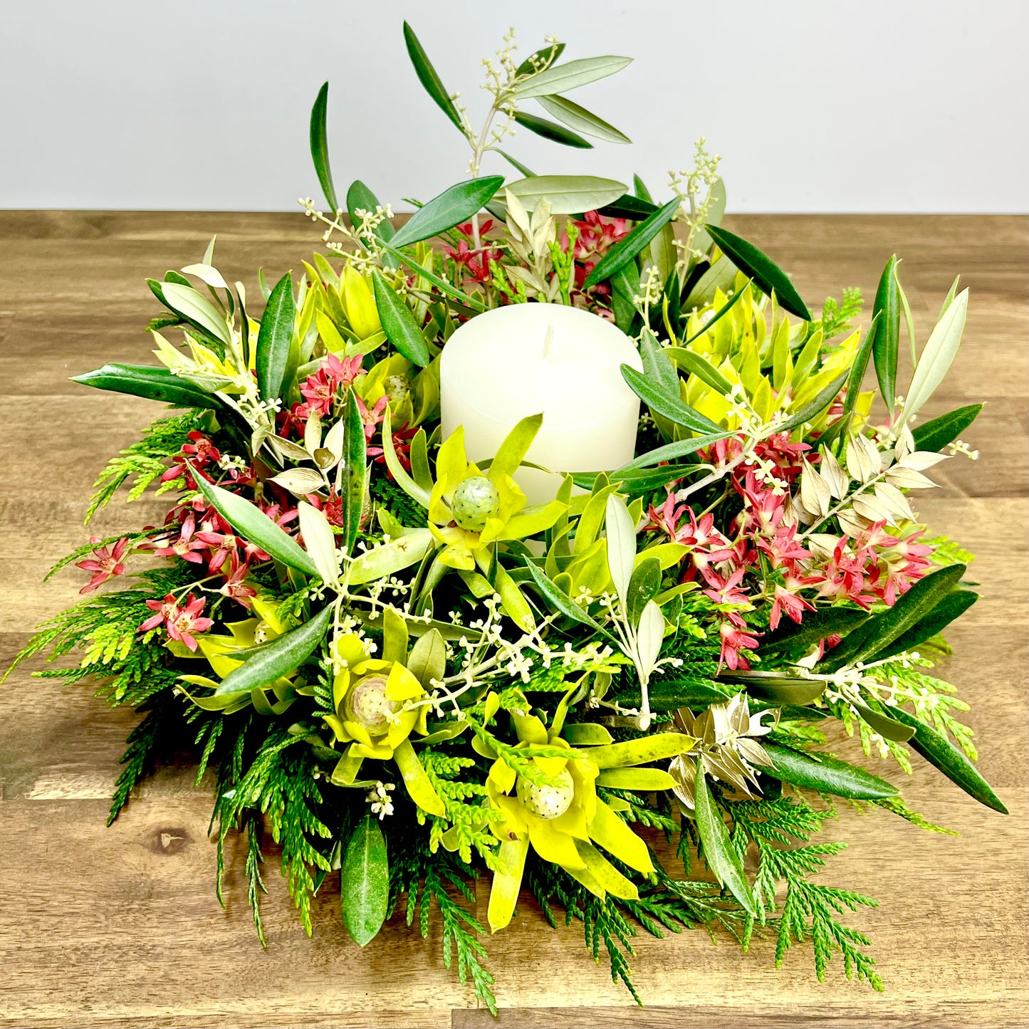 Christmas Candle Wreath Arrangement