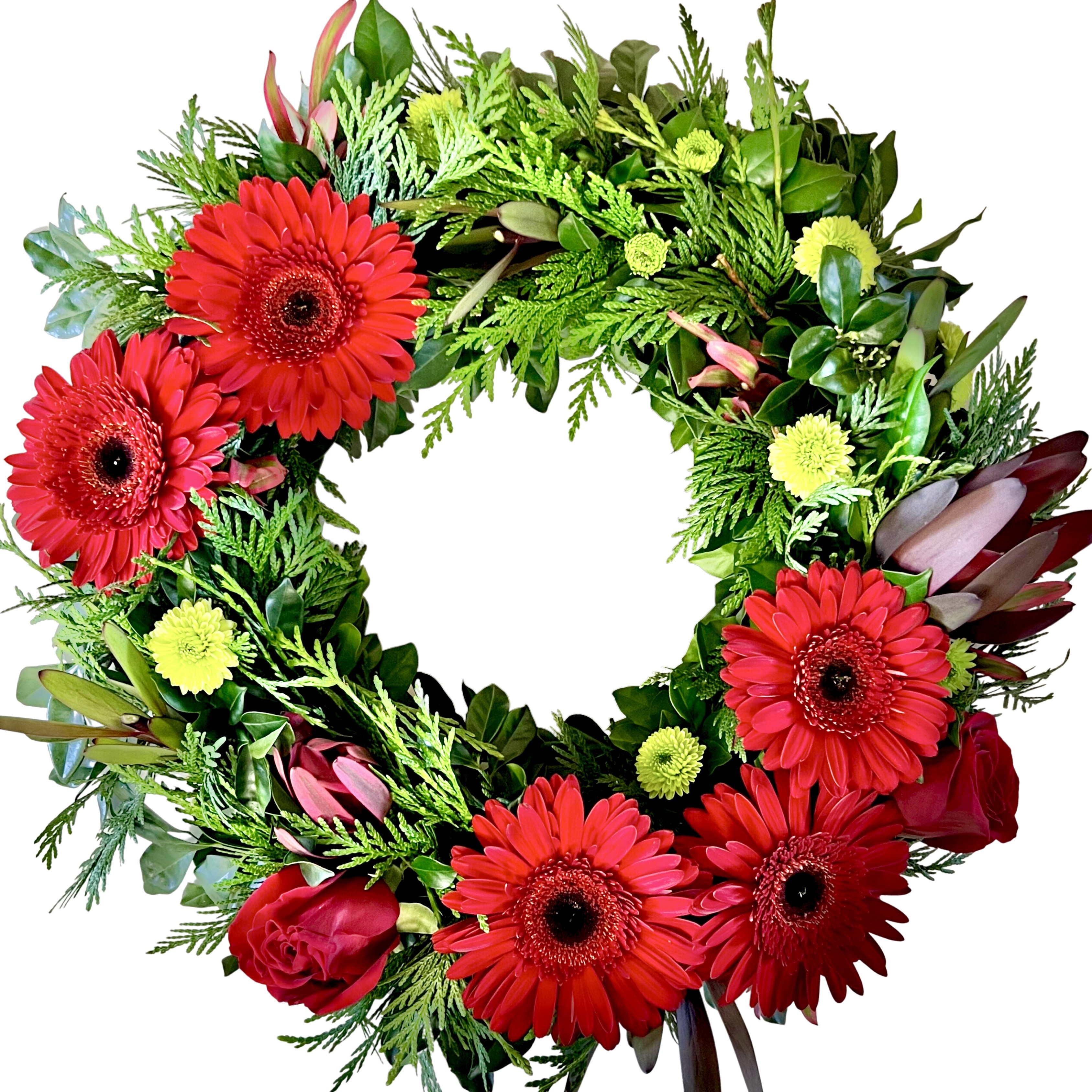 Wreath - Seasonal Blooms in Red and Green