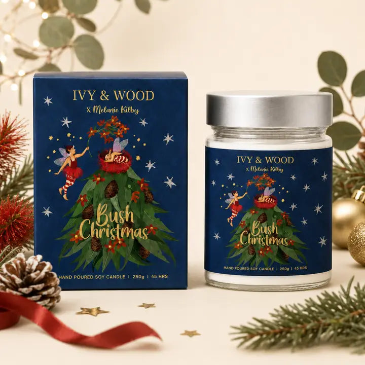 Ivy and Wood Christmas Candle