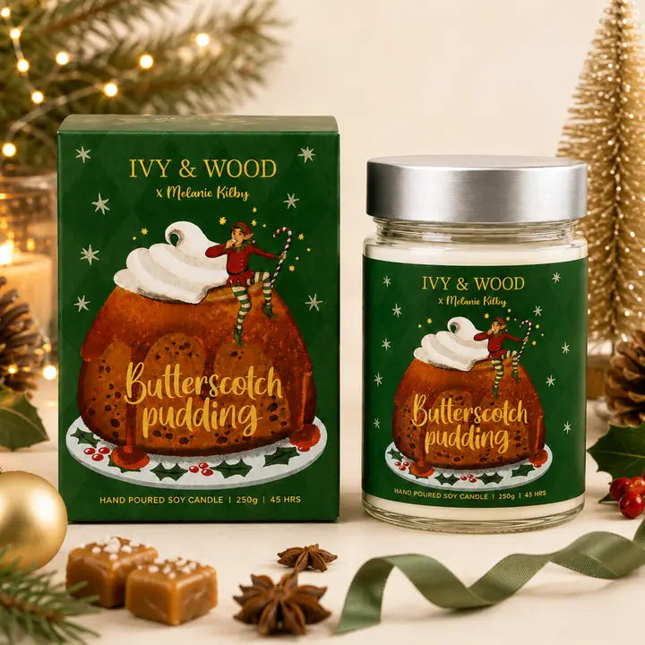 Ivy and Wood Christmas Candle