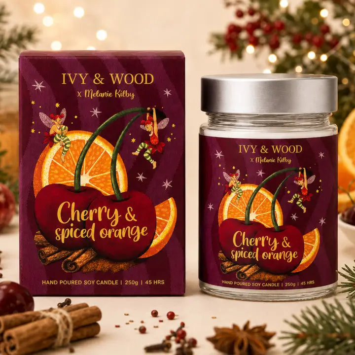 Ivy and Wood Christmas Candle