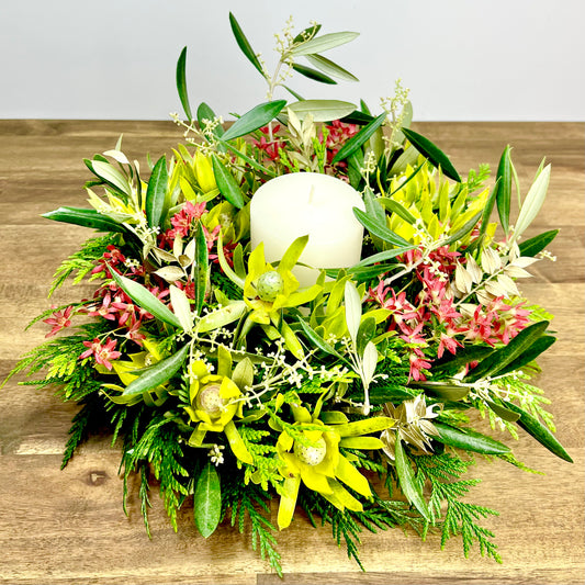 Christmas Candle Wreath Arrangement