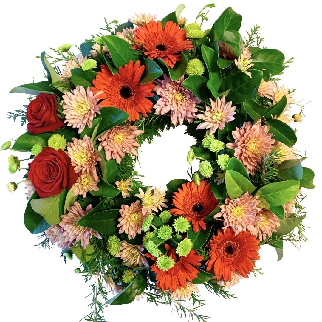 Wreath - Seasonal Blooms in Bright Colours